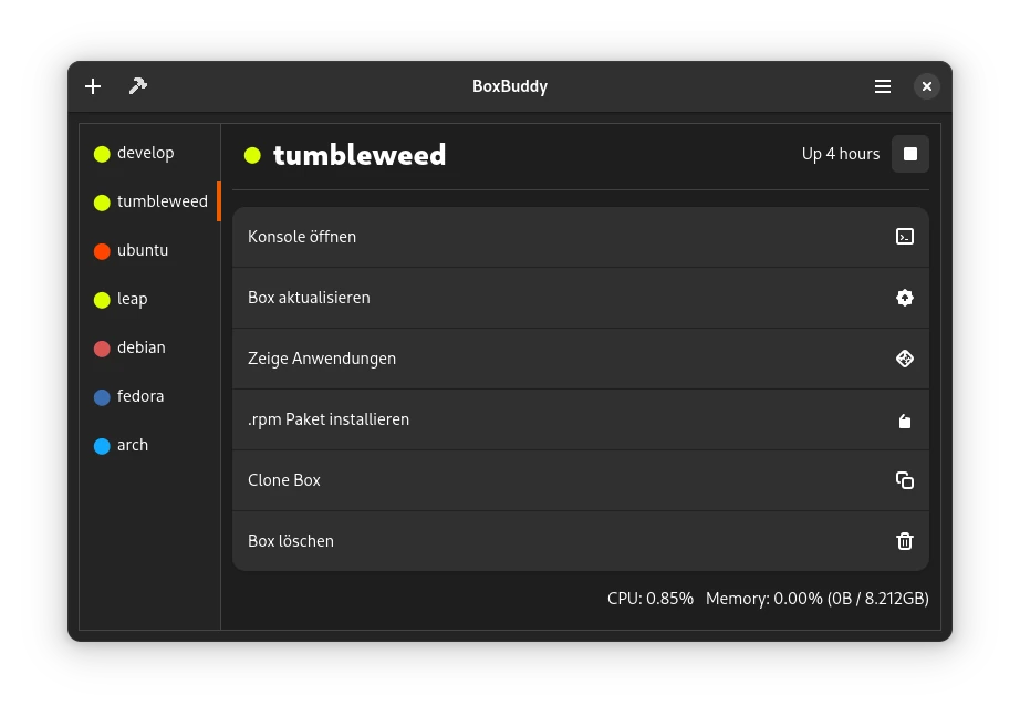 BoxBuddy main window