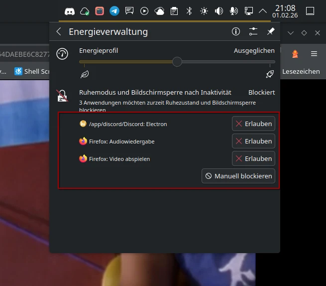 Kalpa Desktop - Firefox Flatpak prevents sleep and screen locking as expected