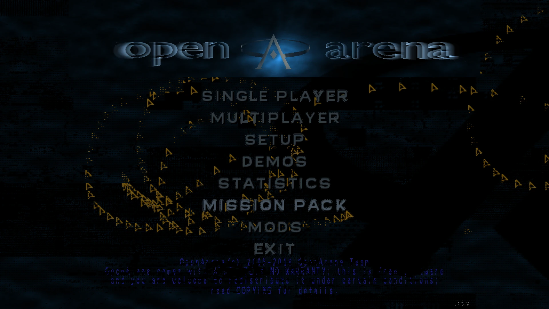 OpenArena on SteamDeck using OpenGL showing render artifacts in the moan menu