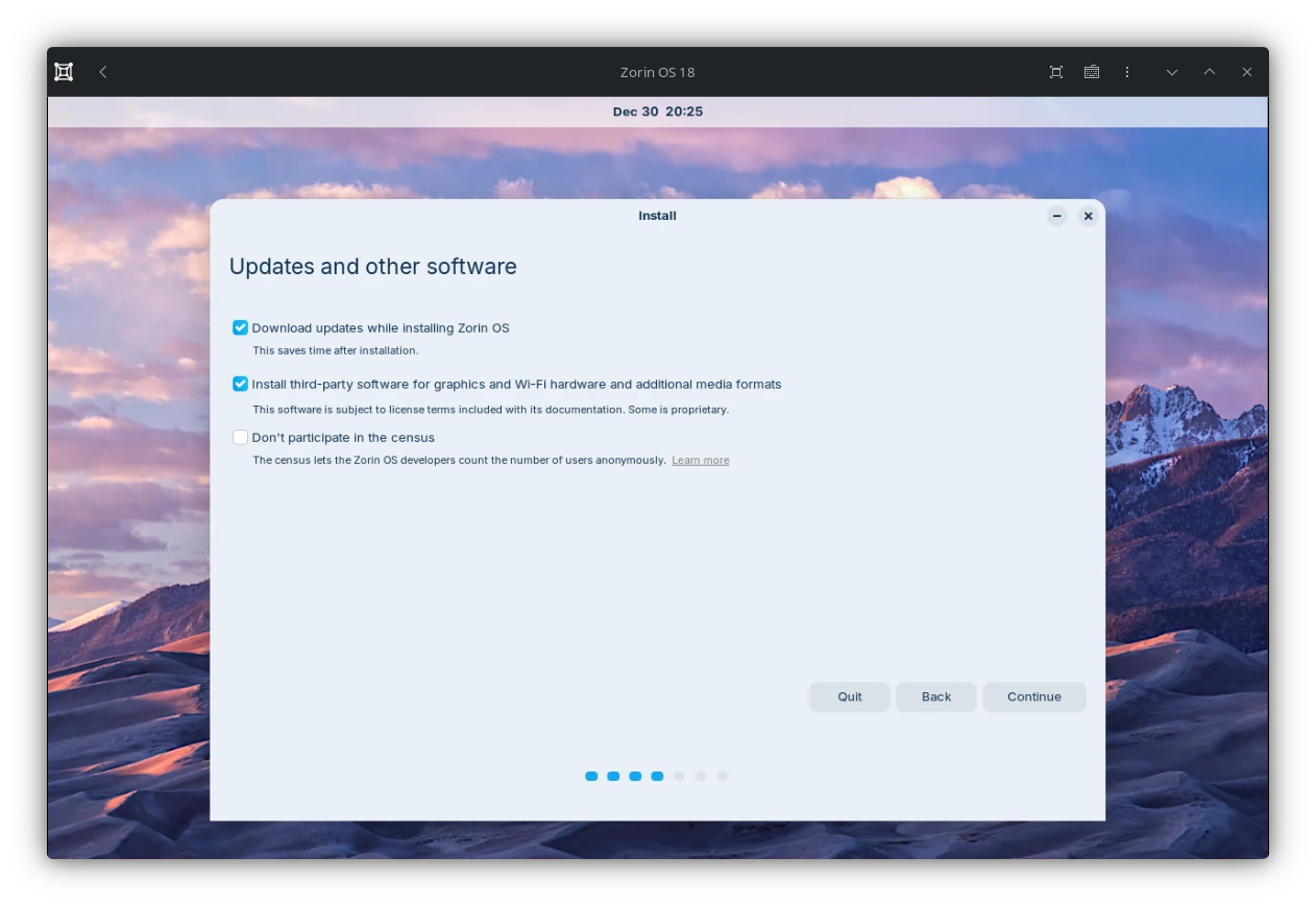 ZorinOS Installer - Step 4 - Census